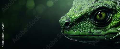 Abstract green web banner with reptile photo