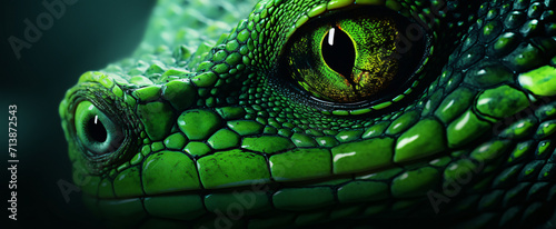 Abstract green web banner with reptile