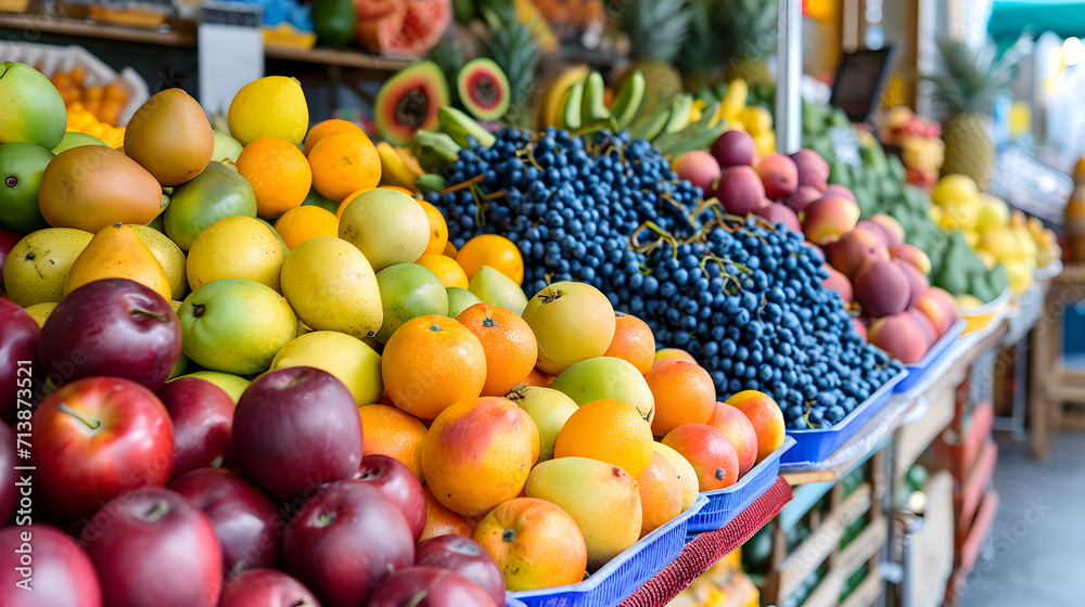 Lively Fruit Stand with Colorful Variety