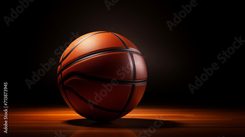 basketball ball on dark concrete wall texture background, basketball on black background, Basketball ball on isolated black background, Generative AI