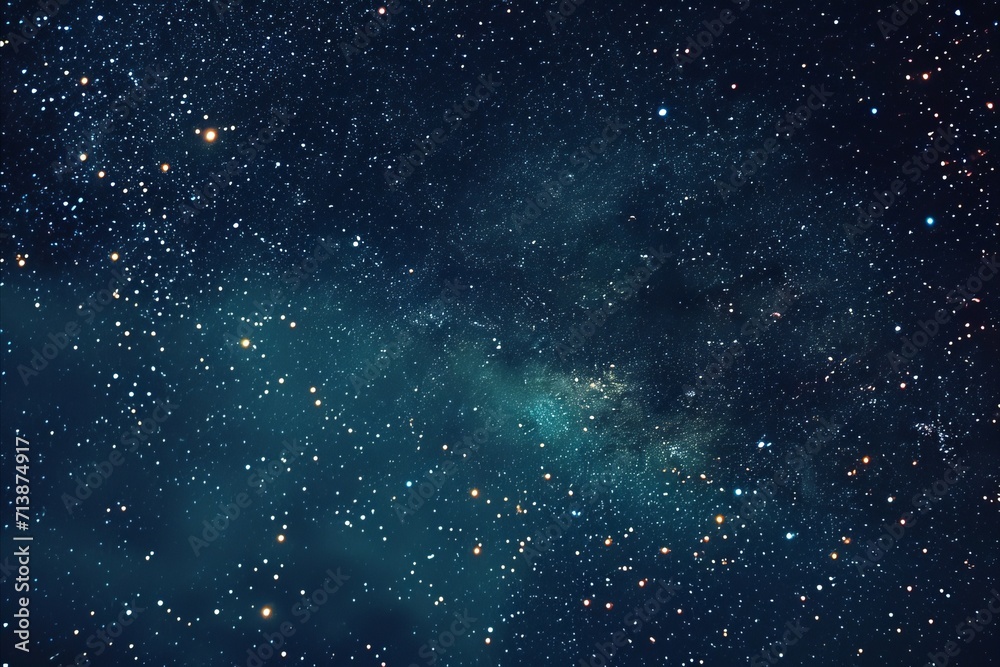 Starry night sky with varying intensities of blue and scattered starlight. - obrazy, fototapety, plakaty 