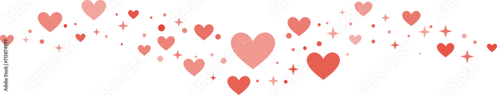 Magical heart wave, vector banner for valentine day celebration, holiday clip art isolated element with stars