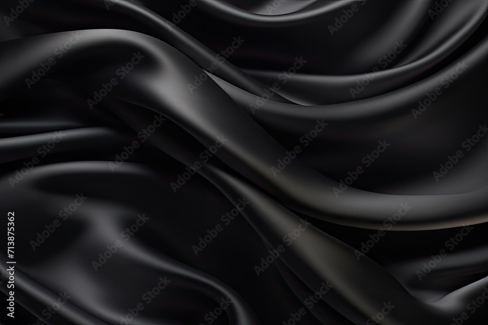 Smooth Black Satin and Silk Fabric Luxury Texture background.