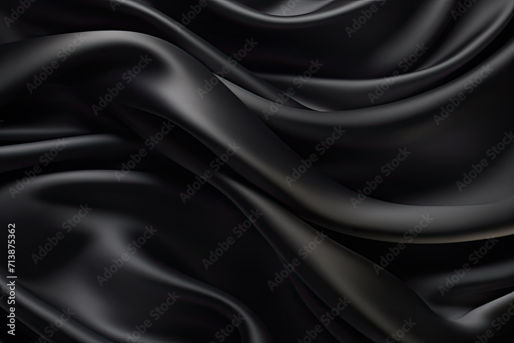 Obraz premium Smooth Black Satin and Silk Fabric Luxury Texture background.