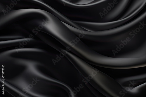 Smooth Black Satin and Silk Fabric Luxury Texture background.