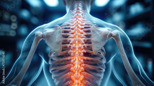 MRI image sacral spine and neurological hammer, Medical concept for Neurology. Generative AI. photo