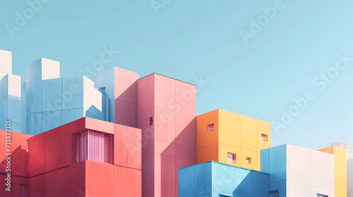 Vibrant Urban Cityscape with Colorful Building Blocks