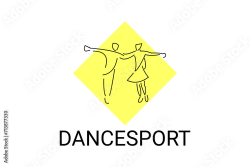 dancesport sport vector line icon. a couple of dancers are dancing in the ballroom sport pictogram, vector illustration.