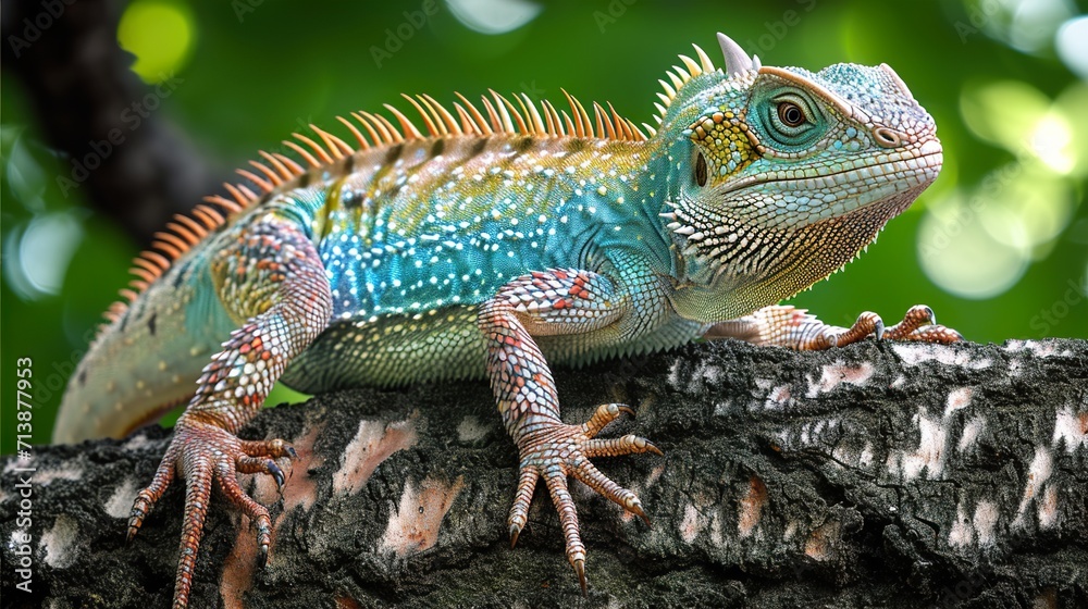 Fototapeta premium green lizard on a tree