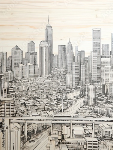 City Horizon Reverberations: Handmade Wall Art Exuding the Urban Pulse