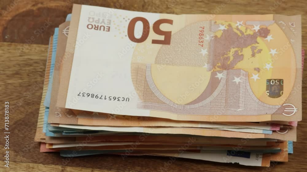 tas de billets de l'union européenne, en gros plan