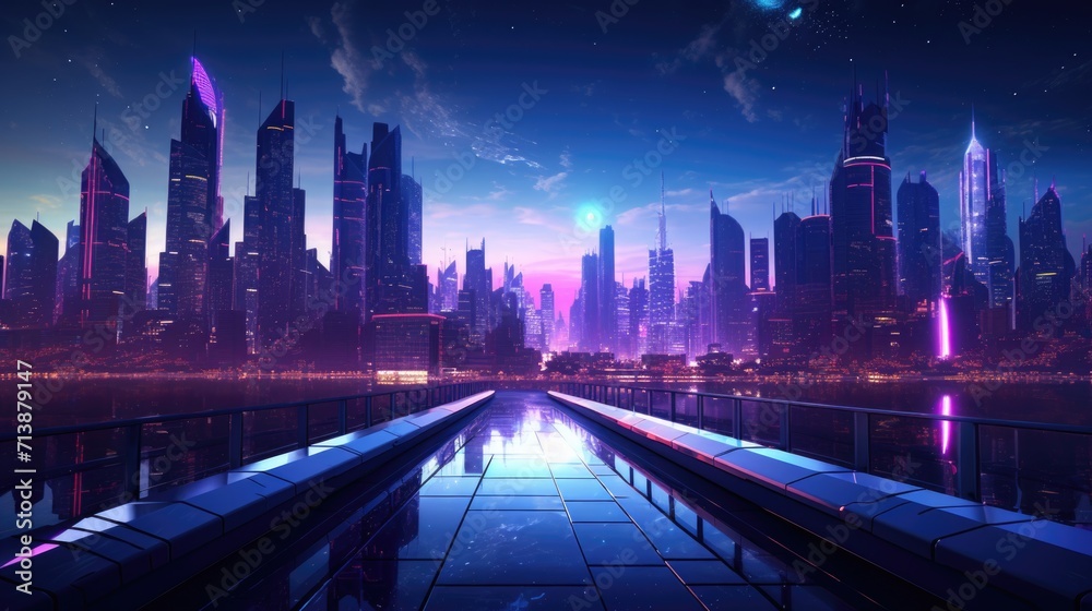 Obraz premium Futuristic Cityscape at Twilight