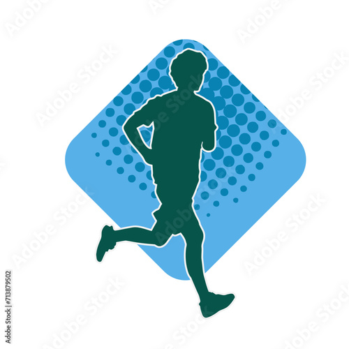 Silhouette of a sporty man in running pose. Silhouette of a male run pose.