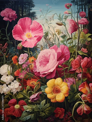 Heirloom Garden Blossom Paintings: Field of Bygone Era Blossoms © Michael