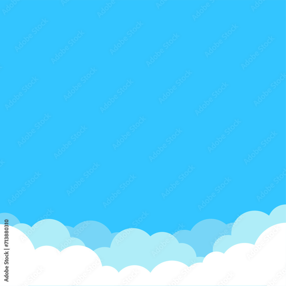 雲と青空の背景素材　水色　正方形