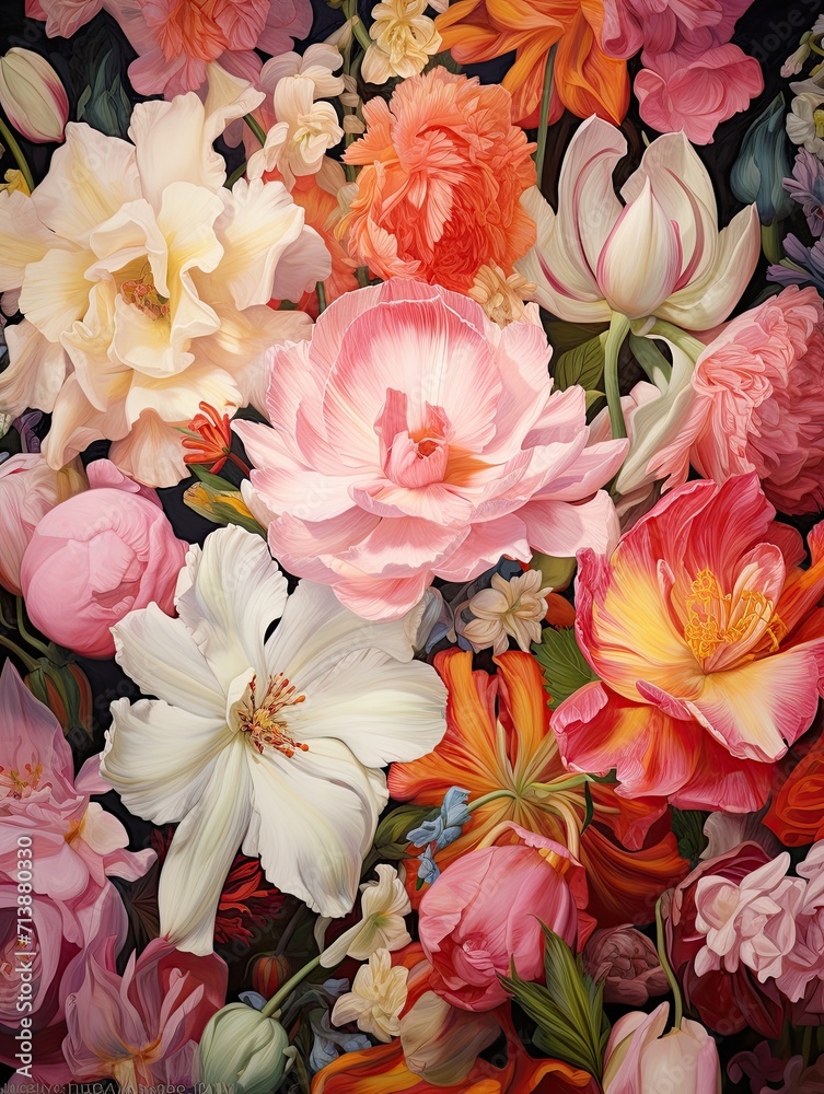 Heirloom Garden Blossom Paintings: Perennial Petal Portrayals in Brilliant Prints