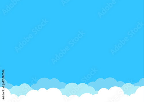雲と青空の背景素材 水色 A判横