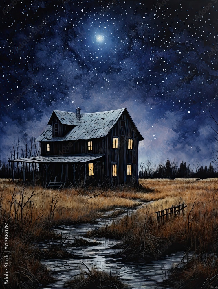 Midnight Celestial Starry Skies: Farmhouse Bliss In Starlit Spaces Spied