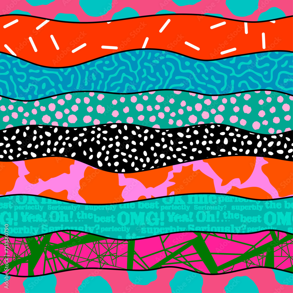 Fotografie Colorful seamless pattern with collage art texture