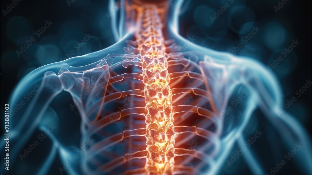 X Ray 3D Rendering, Man with severe pain in the lower spine and ...