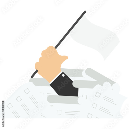 Businessman drowning in piles of paperwork, Vector illustration design concept in flat style

