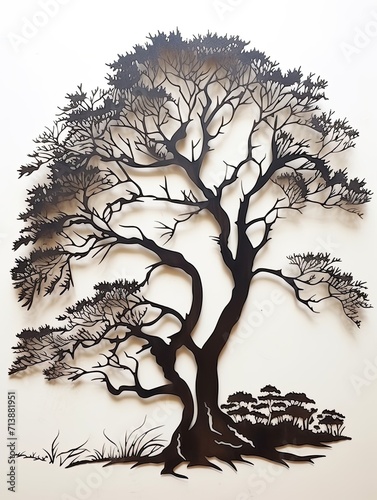 Modern Arboreal Silhouettes: Vintage Landscape Wall Decor Brings Classic Trees to Life