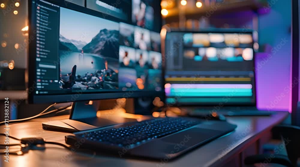 computer room and monitor review for editor work