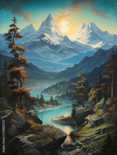Mystical Alpine Journey: Vintage Peak Panoramas in Artistic Splendor © Michael