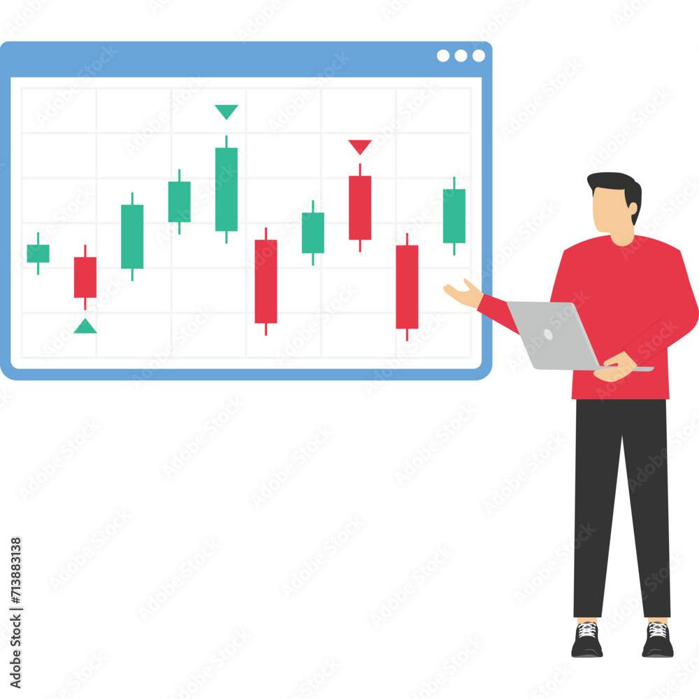 Businessman show their profits from the purchase of stock market, Vector illustration in flat style
Businessman show their profits from the purchase of stock market, Vector illustration in flat style