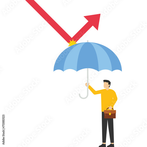 Business graphs do not affect insured investors, Vector illustration in flat style

