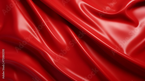 Red background with smooth lines. Red bright glossy latex. Red patent leather texture for design.
