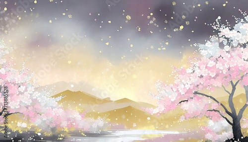 桜の和風イラスト背景