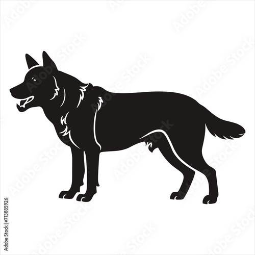 black silhouette of a  dog with thick outline side view isolated © MdJahangirAlom