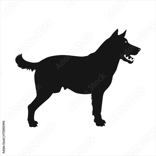 black silhouette of a dog with thick outline side view isolated