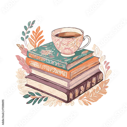Pile of books, each cover decorated with intricate tribal designs and nature motifs