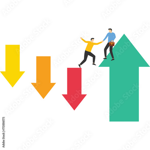 Business people helping his teamwork moving up to growth, Vector illustration design concept in flat style