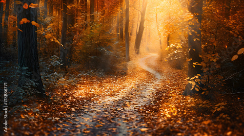 Enchanted Path: Winding Through the Autumn Woods