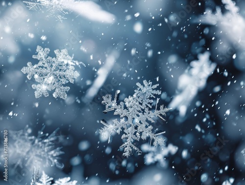 Snowflake Snowflakes Snow Macro Close-up Winter Background Wallpaper Image © DigitalFury