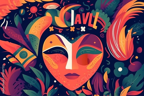 Beautiful holiday illustration with design for Brazil Carnival or party, Generative AI 