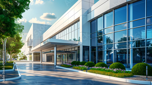 front of hospital, hospital building, hospital outdoor design