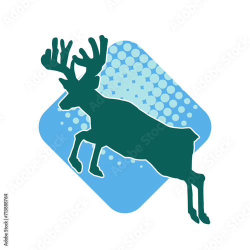 Silhouette of a deer wild forest animal with antlers.
