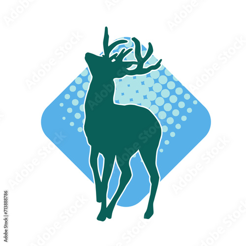 Silhouette of a deer wild forest animal with antlers.