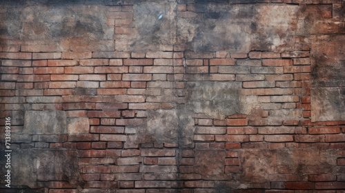 Brick wall background  bleak colorful grunge texture or pattern for design. Generative ai