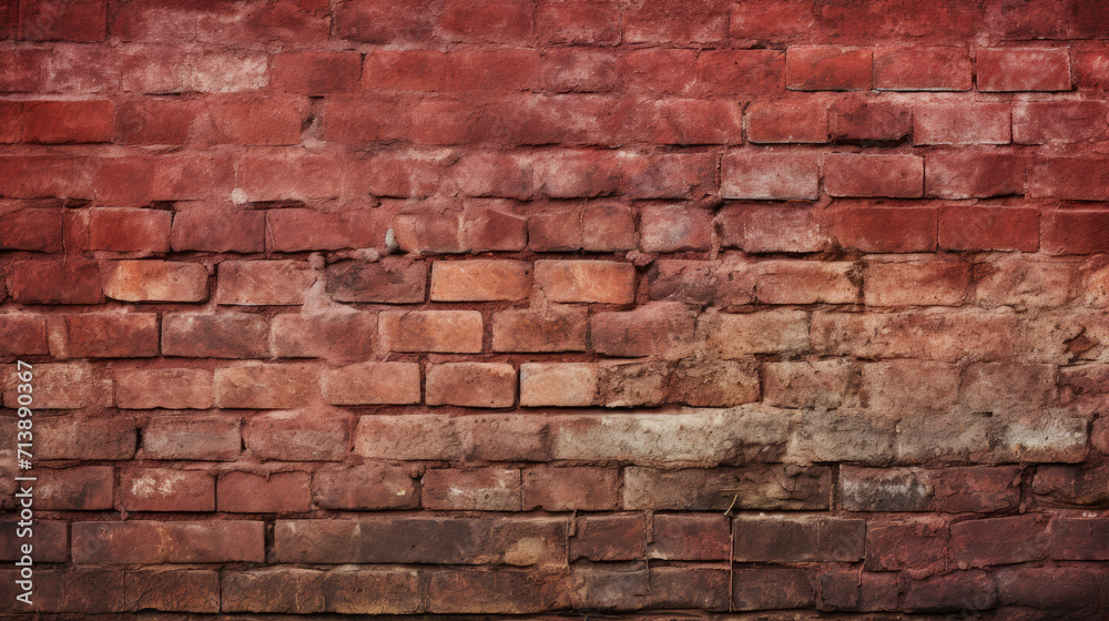 Brick wall background, crimson red grunge texture or pattern for design. Generative ai