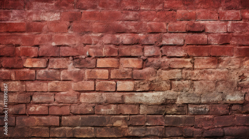 Brick wall background, crimson red grunge texture or pattern for design. Generative ai