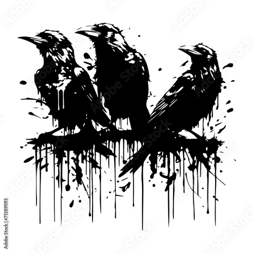 Crow Graffiti Art Sketch, Ink doodle illustration. Magic abstract art. 
