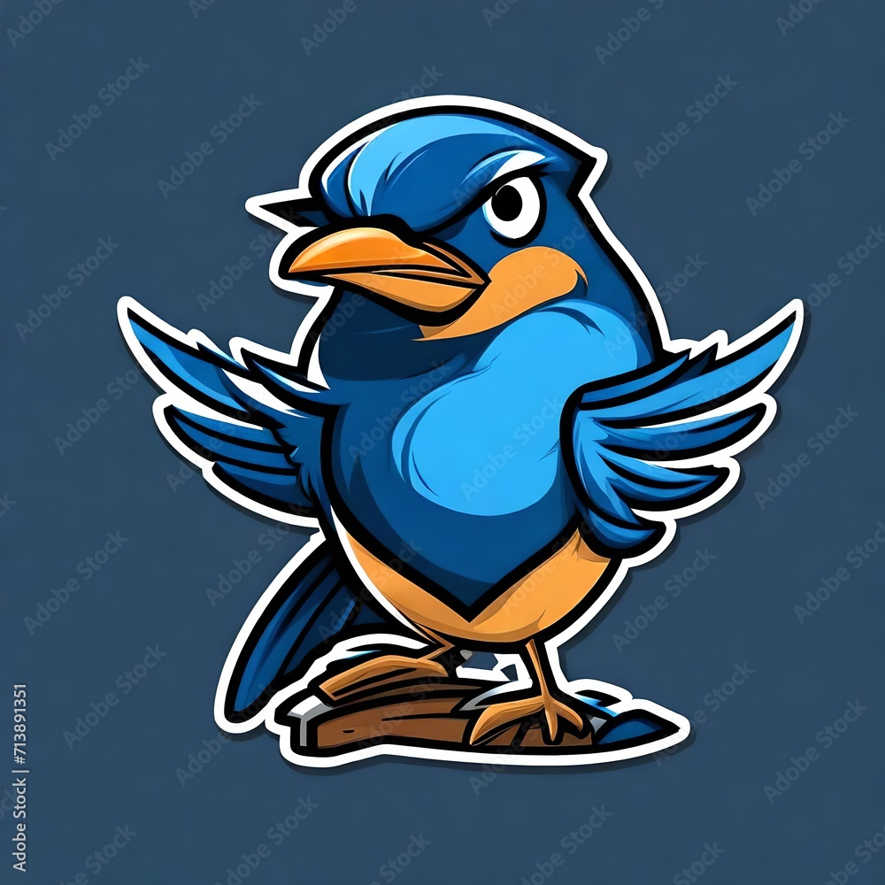 Fototapeta premium vector style cartoon representation of an isolated bluebird sport mascot. Suitable for a t-shirt design logo