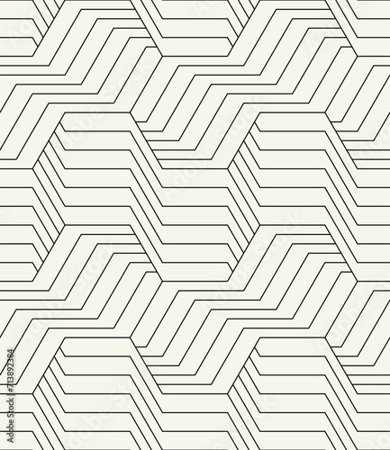 Fototapeta Naklejka Na Ścianę i Meble -  Vector seamless pattern with chevron. Modern geometric texture. Repeating abstract background. Polygonal grid with thin linear grid.