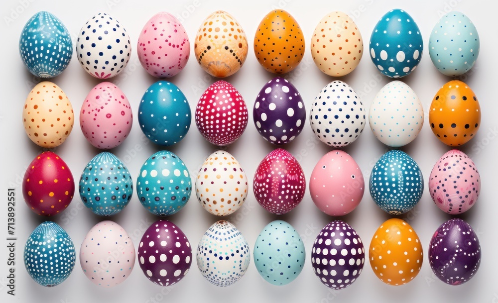 Vibrant easter eggs form a lively pattern on a pink backdrop, easter symbols image Vibrant easter eggs form a lively pattern on a pink backdrop, easter symbols image