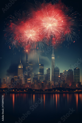 fireworks in the city celebrating new year © Gerdie